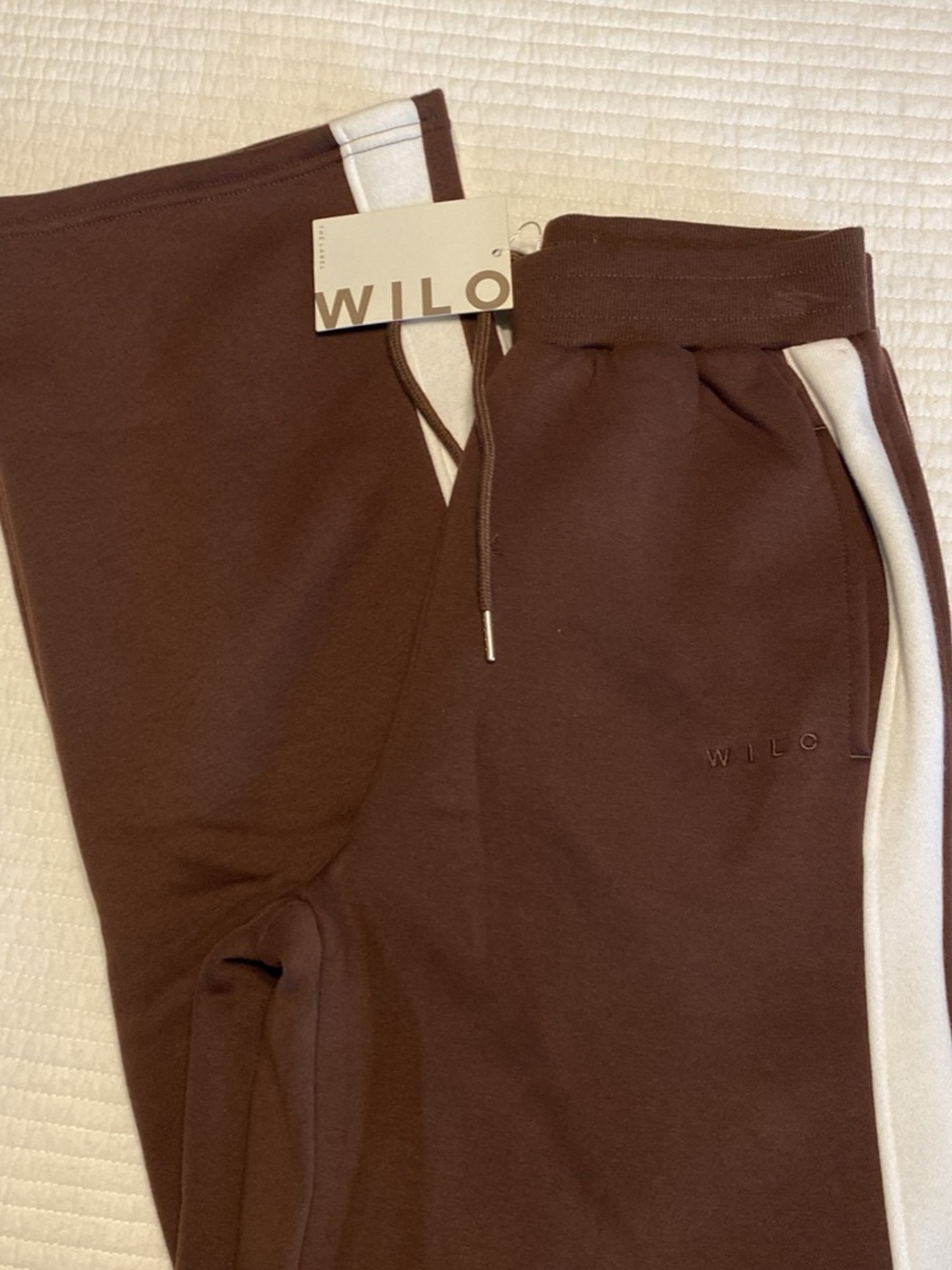Wilo Brown Joggers with White Side Panel